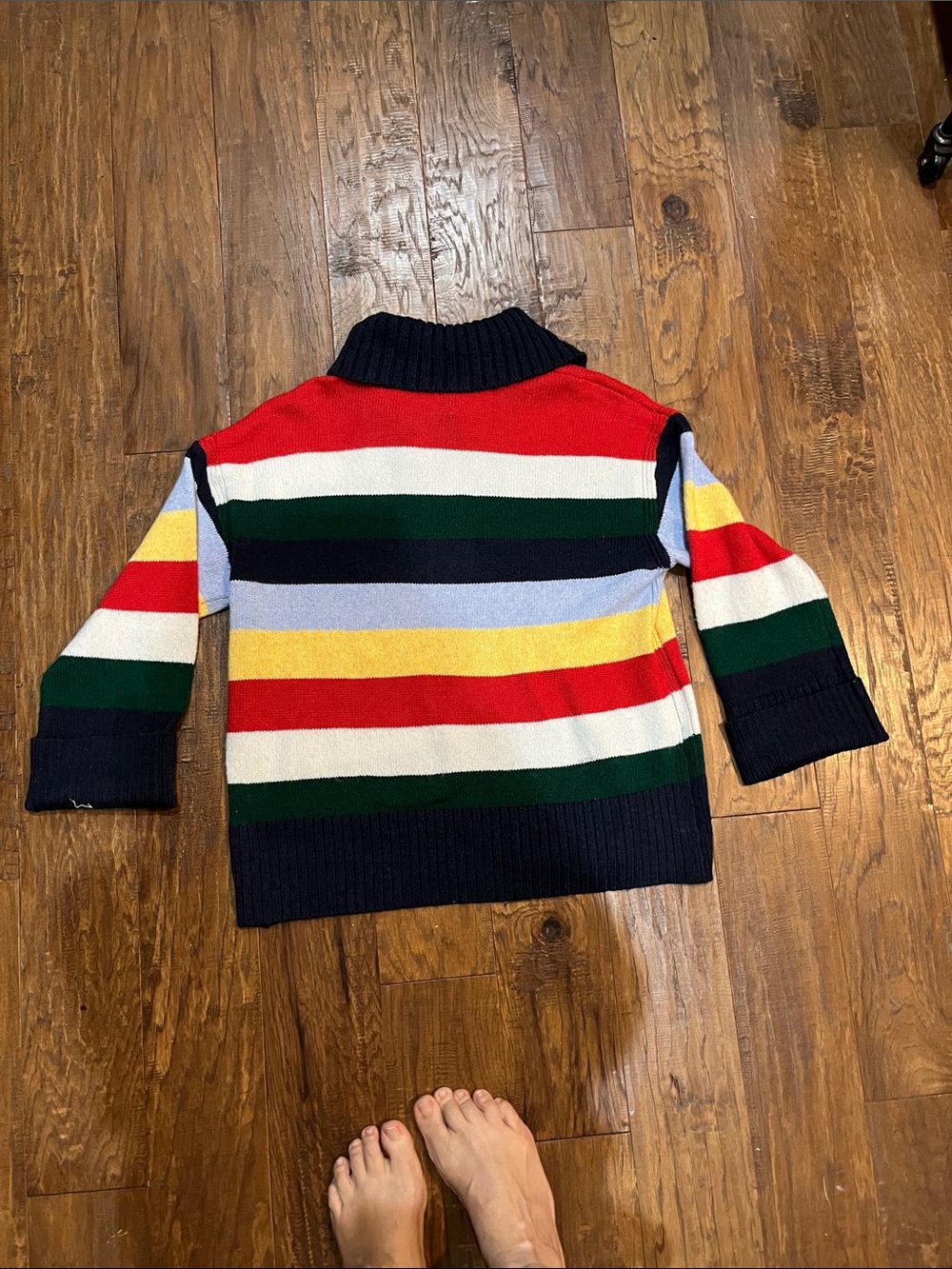 Medium (but oversized) Free Assembly Striped Notch Neck Collared Sweater - Picture 2 of 8